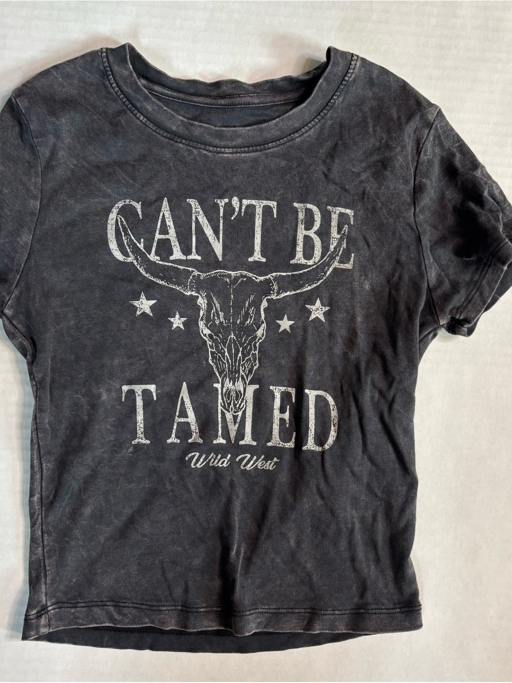 OG BABE 100% cotton Can't Be Tamed Graphic Tee - Distressed Black Womens Medium